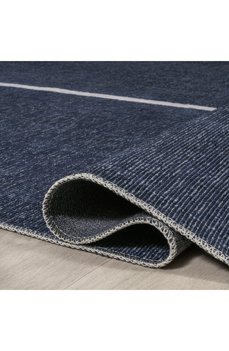 JONATHAN Y Linja Solid Centre Stripe Machine-Washable Area Rug, Alternate, color, Navy/Gray