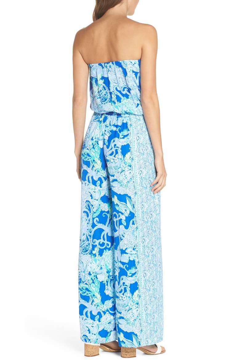 Pim Strapless Jumpsuit, Alternate, color, BLUE CURRENT SEA SIRENS
