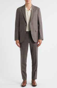 Jack Victor Midland Contemporary Fit Brown Plaid Wool & Silk Blend Suit