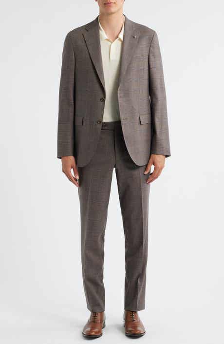 Jack Victor Midland Contemporary Fit Brown Plaid Wool & Silk Blend Suit