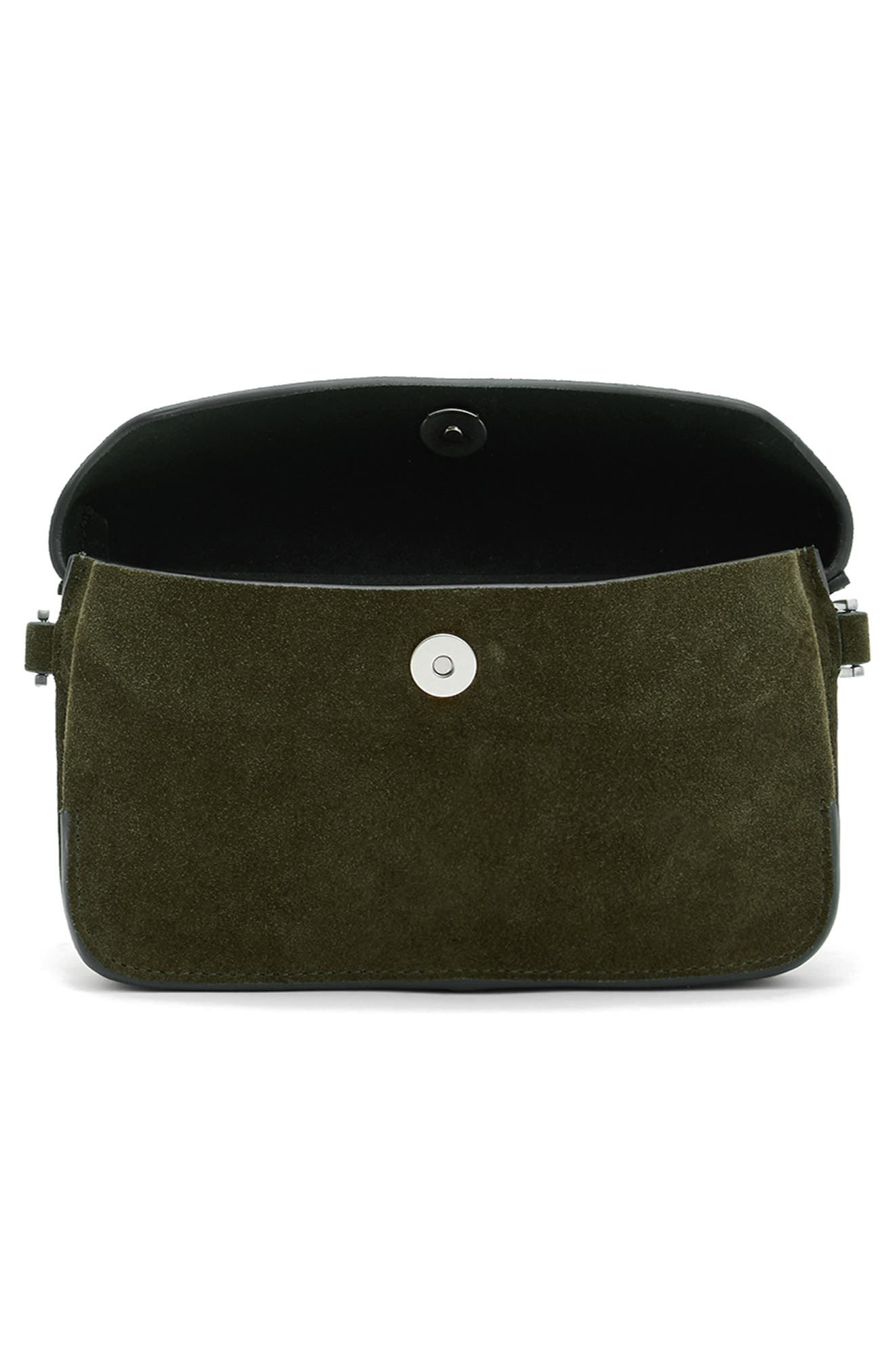 AllSaints Zoe Suede Crossbody Bag, Alternate, color, 