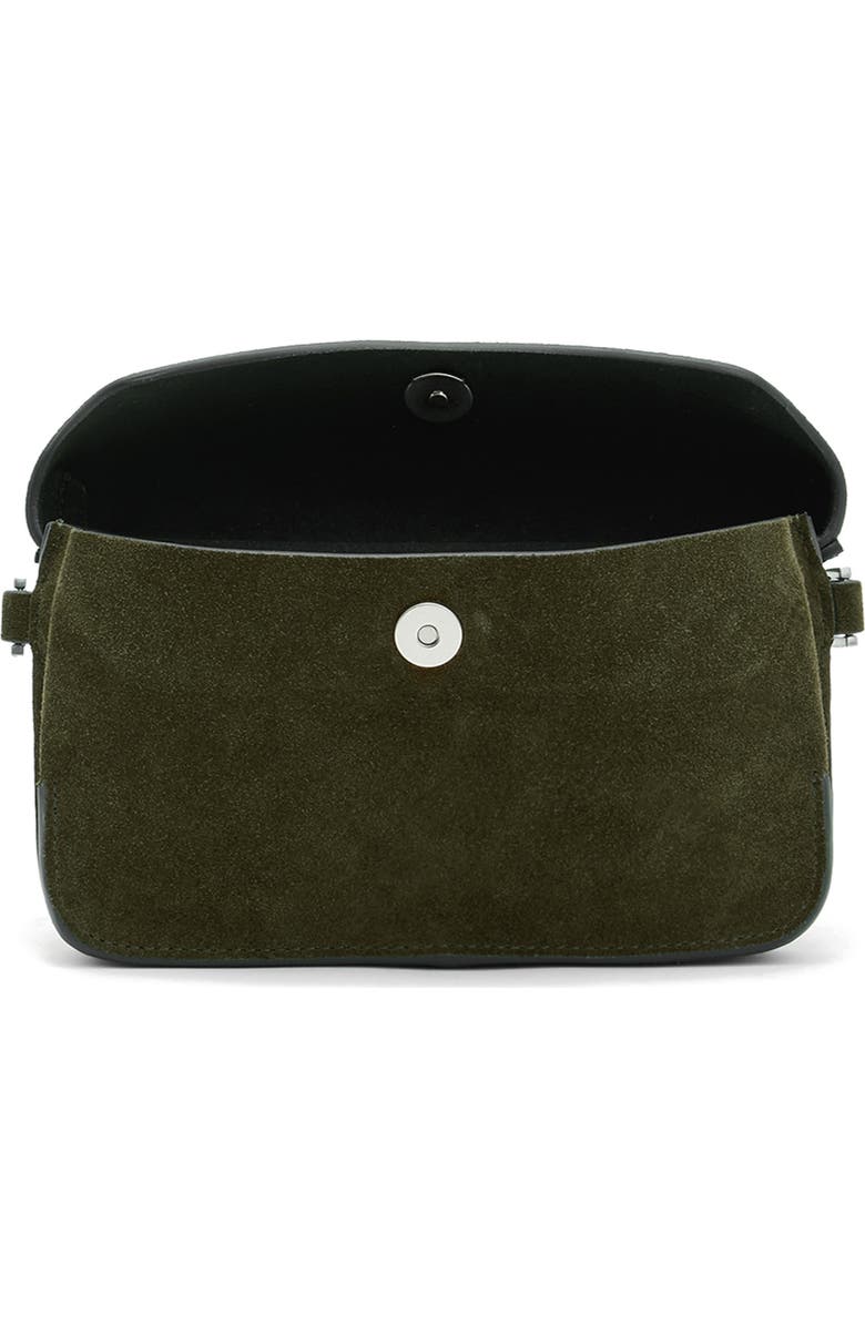 AllSaints Zoe Suede Crossbody Bag, Alternate, color, Olive Green