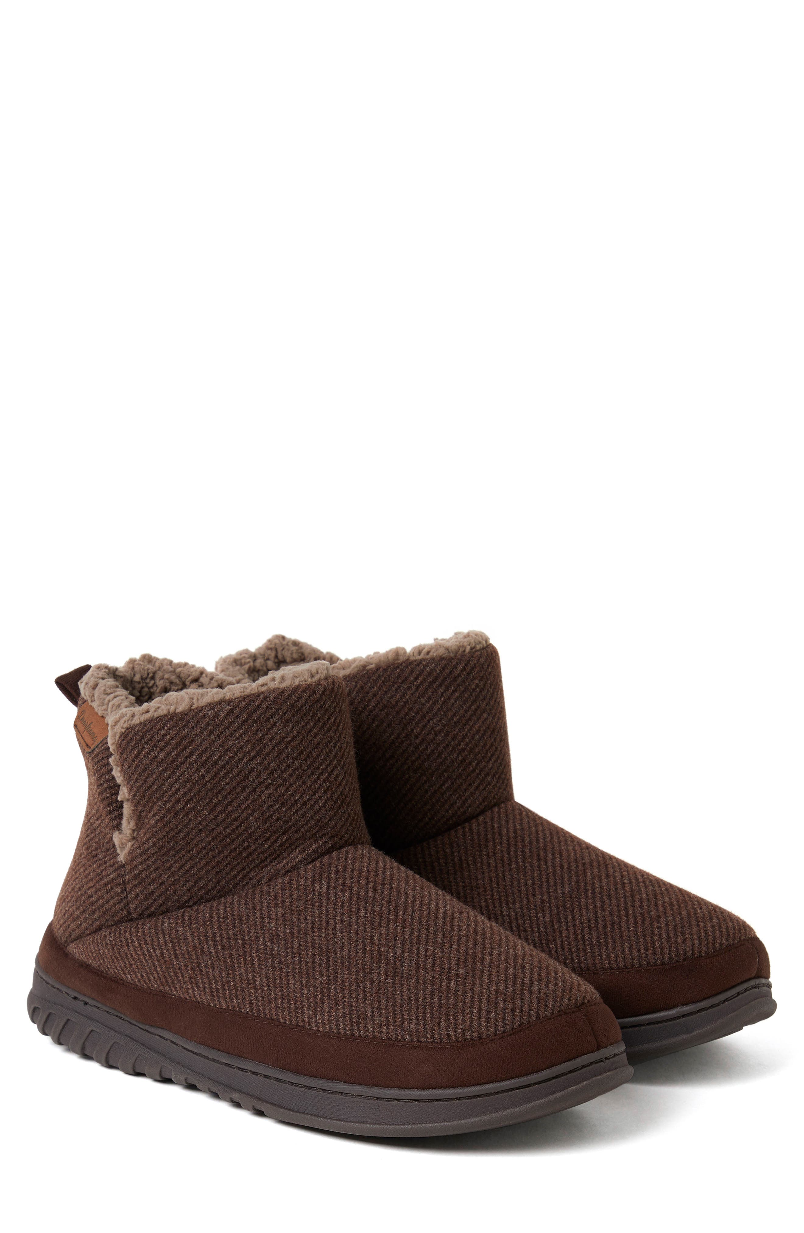 DEARFOAMS James Twill Boot Slippers, Alternate, color, Coffee