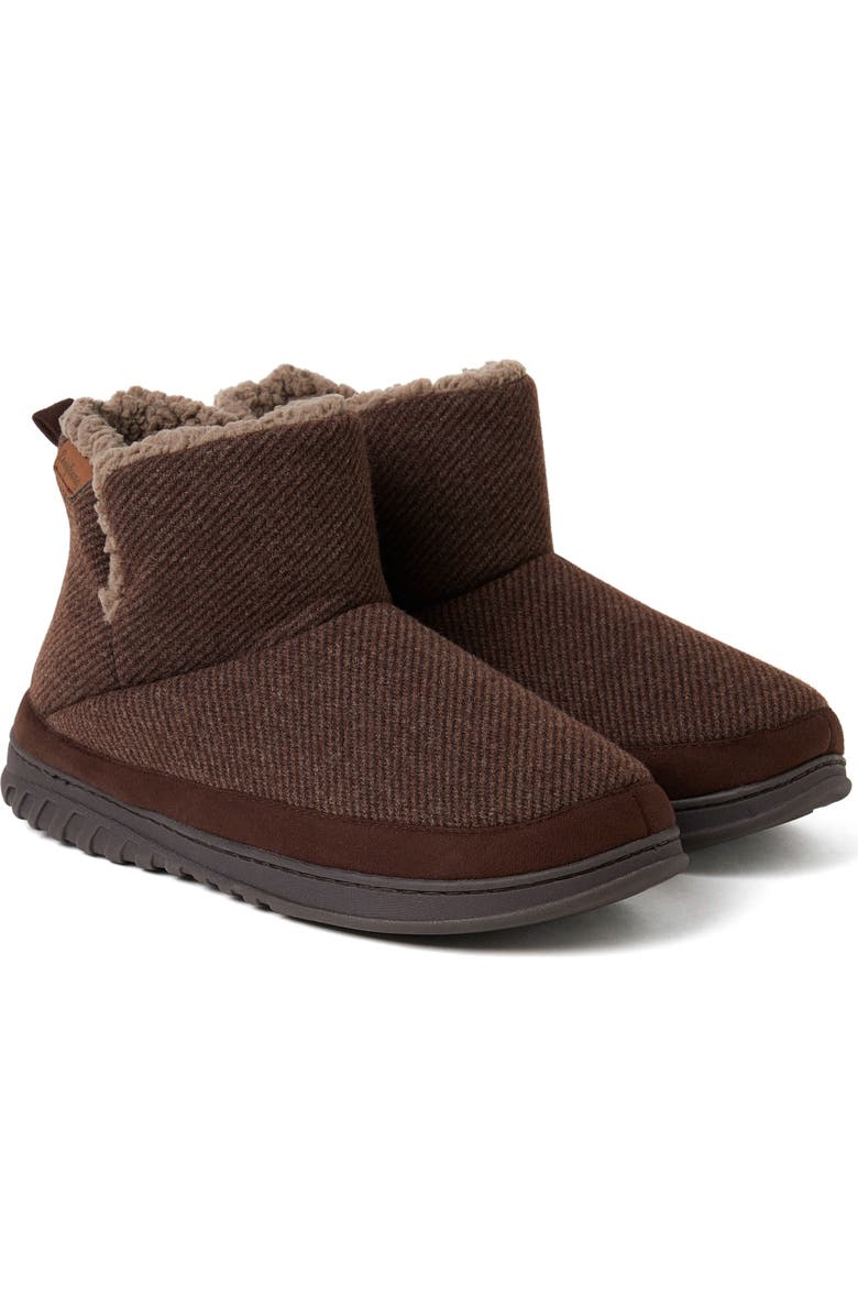 DEARFOAMS James Twill Boot Slippers, Alternate, color, Coffee