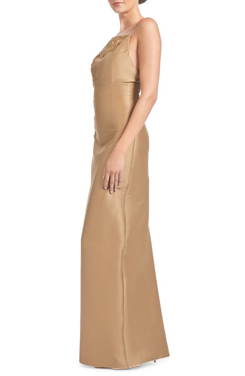 Sachin & Babi Embellished Pryce Gown In Chestnut Gold