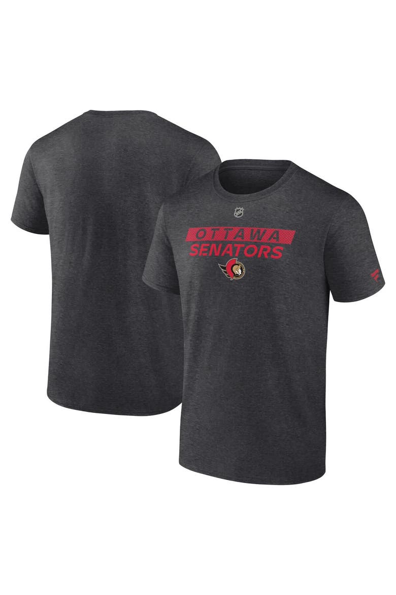 Men's Fanatics  Heather Charcoal Ottawa Senators Authentic Pro Core Primary T-Shirt, Alternate, color, Heather Charcoal