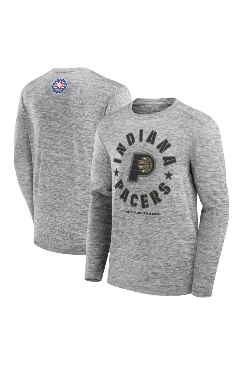 Men's Fanatics Heather Gray Indiana Pacers NBA Hoops for Troops Long Sleeve T-Shirt, Main, color, Heather Gray