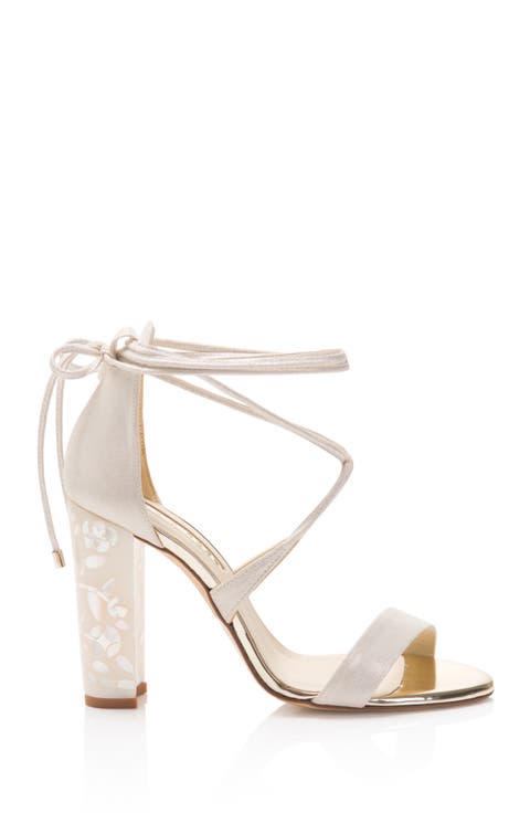 Flora Ankle Strap Pearl Heel Sandal
