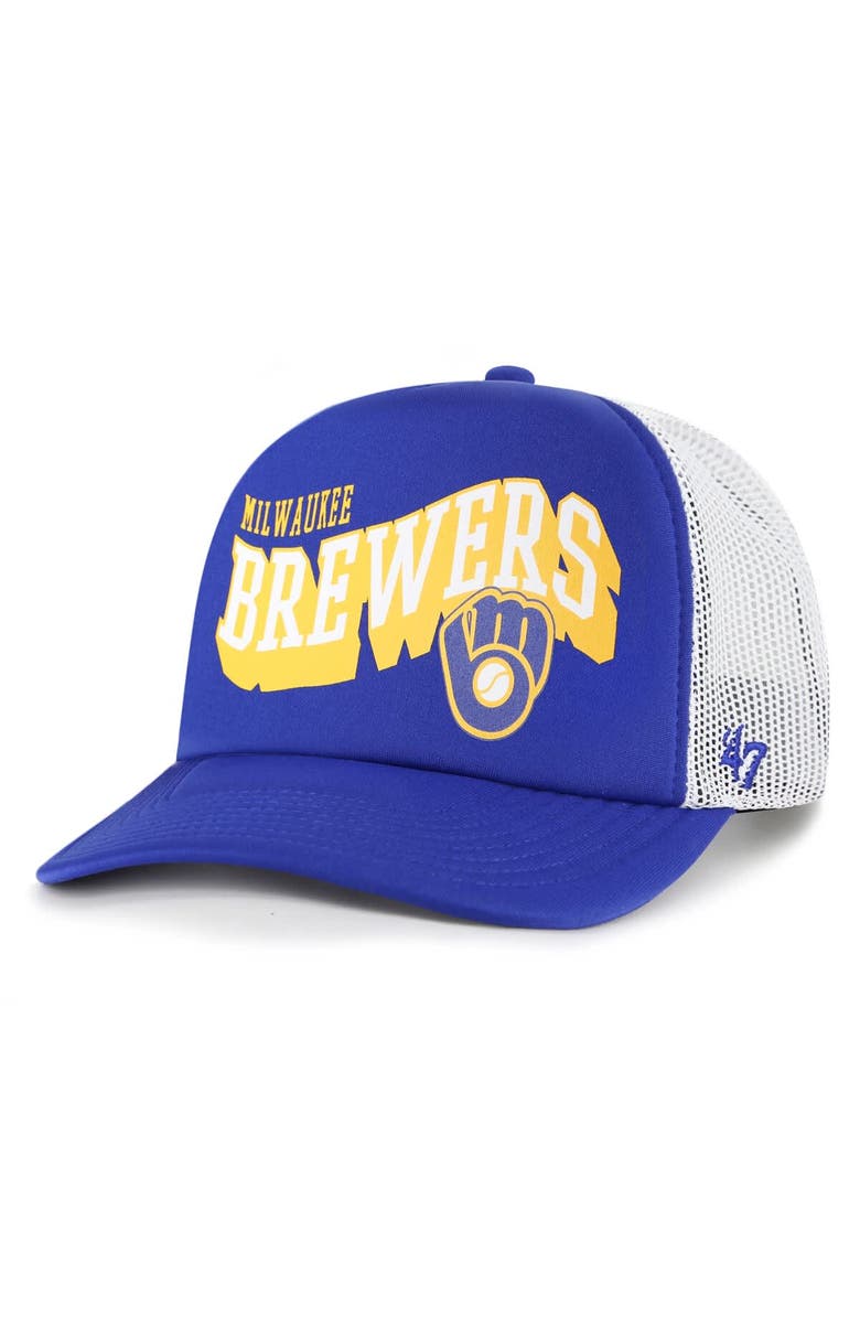 '47 Men's '47 Royal Milwaukee Brewers Meander Foam Trucker Snapback Hat, Main, color, Royal