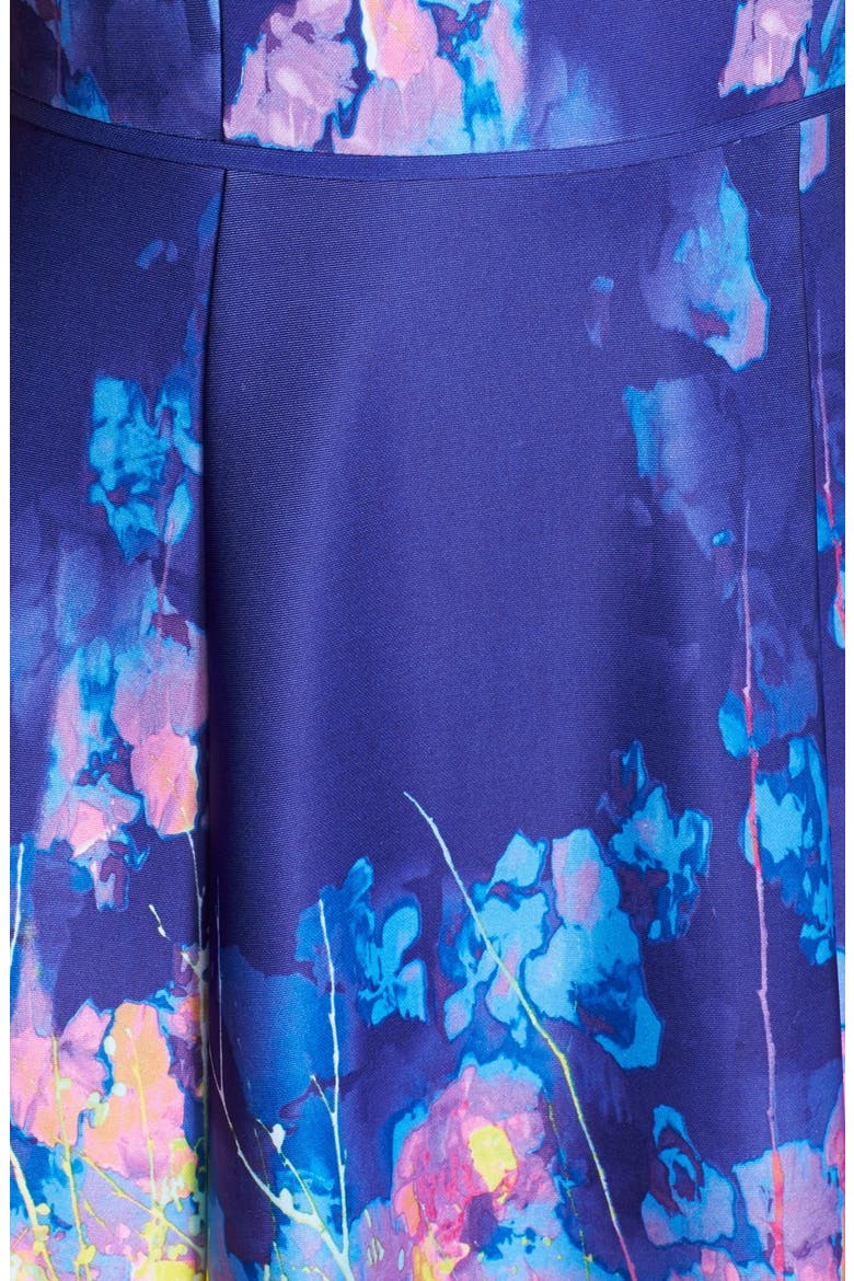 Floral Print Scuba Fit & Flare Dress, Alternate, color, PURPLE MULTI