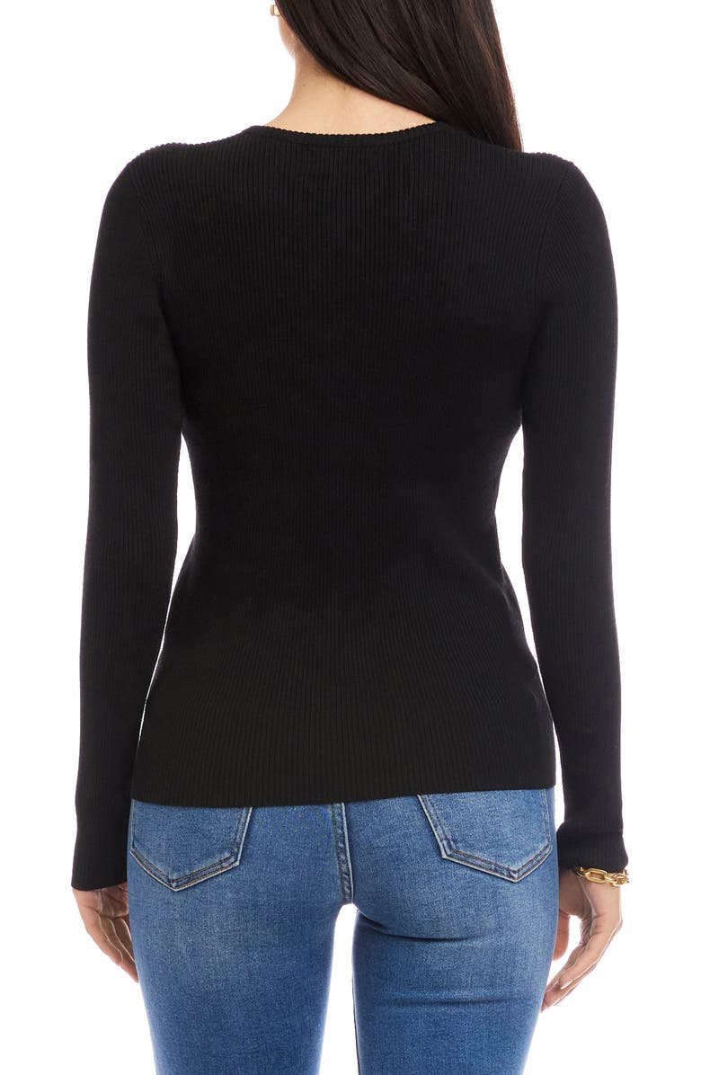 Karen Kane Rib Henley Sweater, Alternate, color, Black