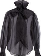 Tanner Fletcher Gender Inclusive Simone Pussy Bow Organza Shirt