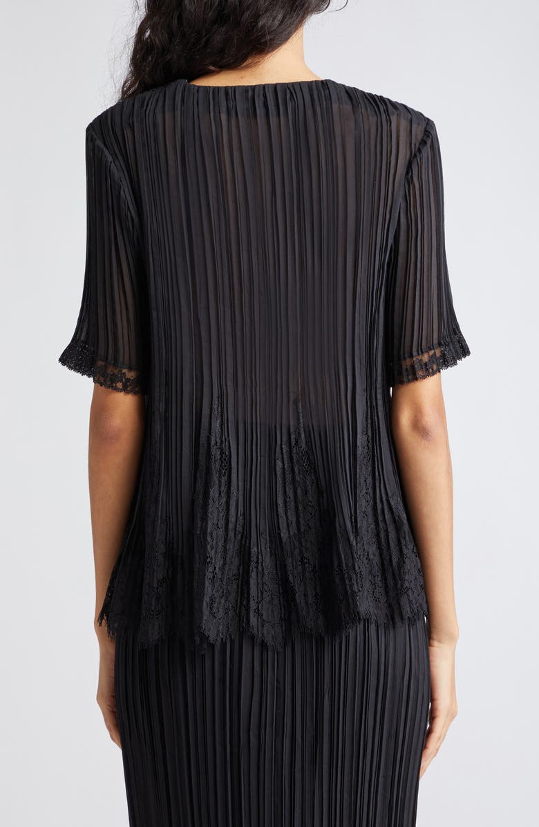 Zimmermann Pleated Lace Trim Semisheer Top, Alternate, color,