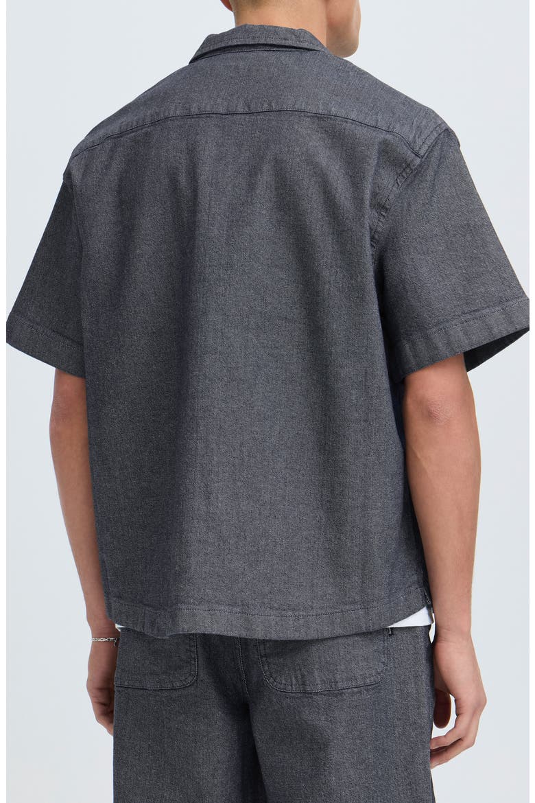 Tanner Short Sleeve Stretch Denim Button-Up Shirt, Alternate, color, BLUE WASH DENIM