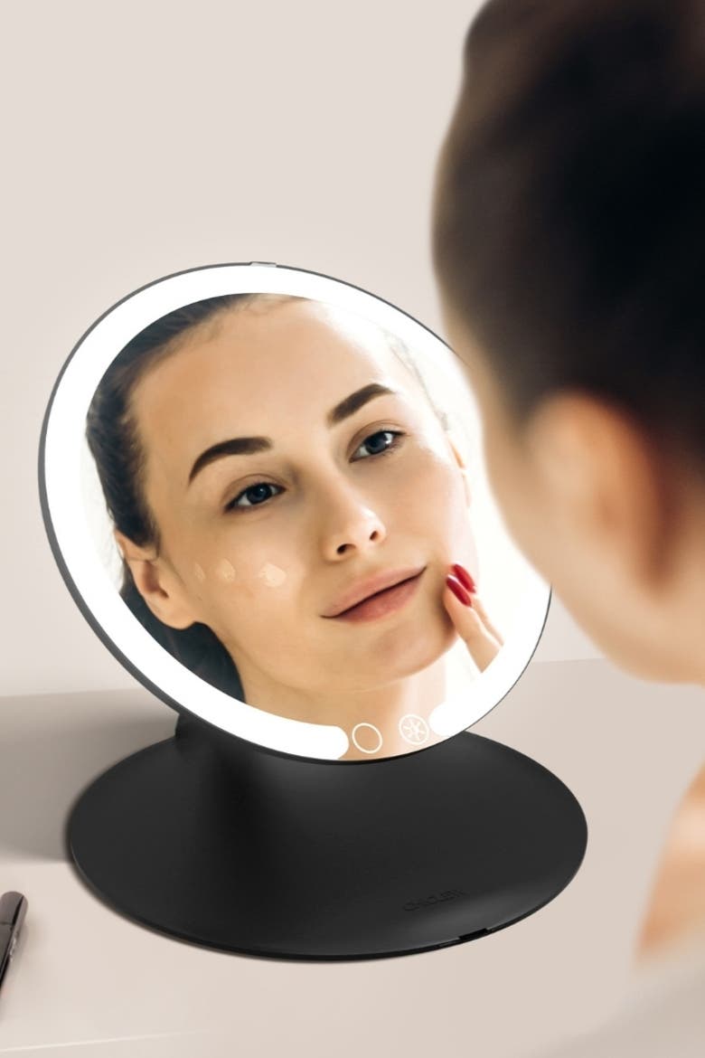Abigail LED Travel Mirror, Alternate, color, Black