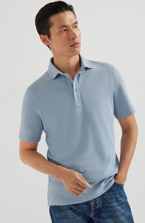 Brunello Cucinelli Men's Cotton Pique Polo Shirt In Blue