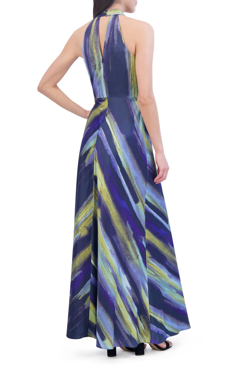 Vince Camuto Abstract Print Knot Front Satin Gown, Alternate, color,