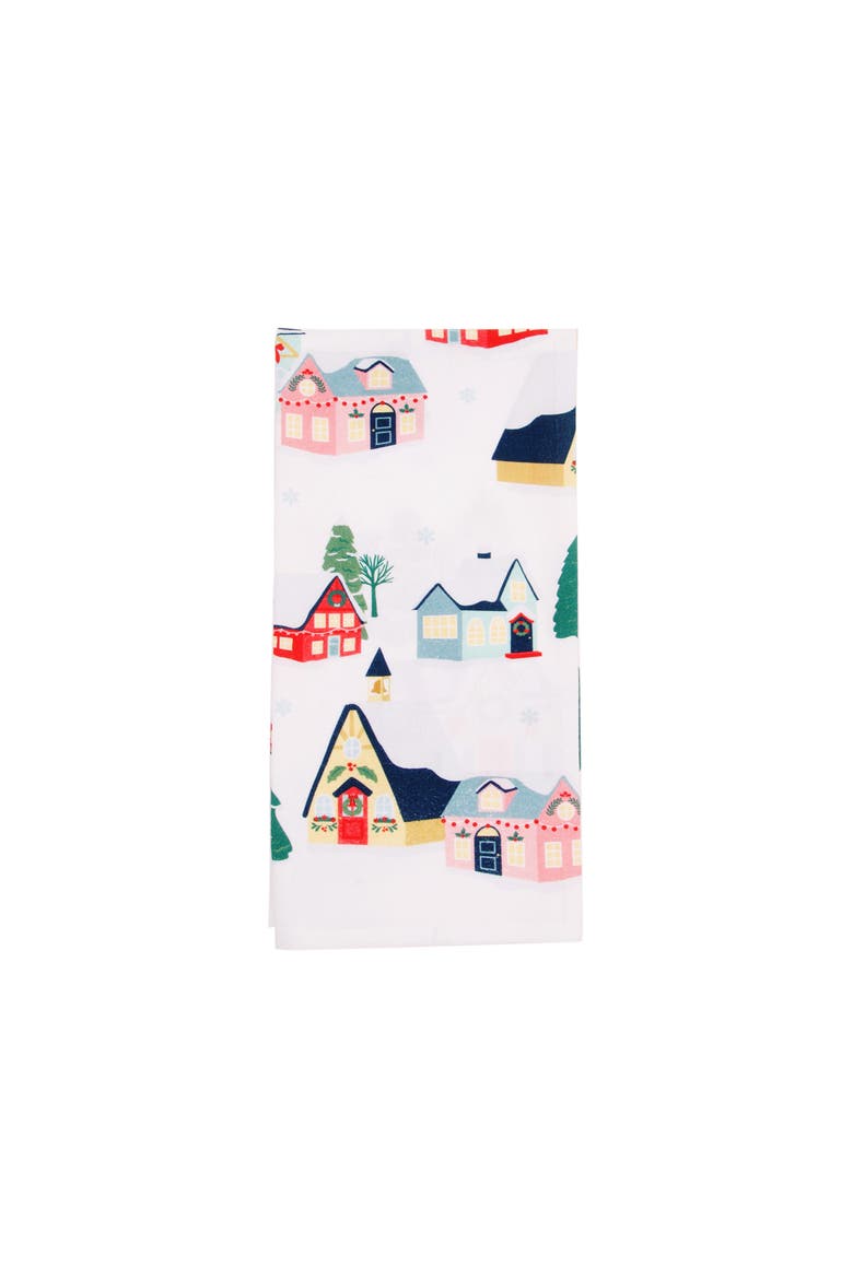 Boho Christmas Village Wonderland Towel, Alternate, color, Yellow
