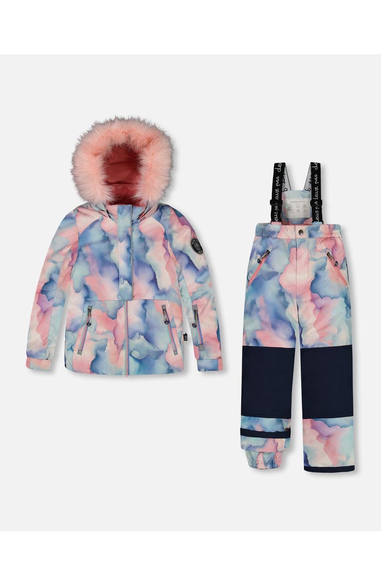Deux par Deux Girl's Two Piece Snowsuit Printed Pastel Watercolor, Main, color, 