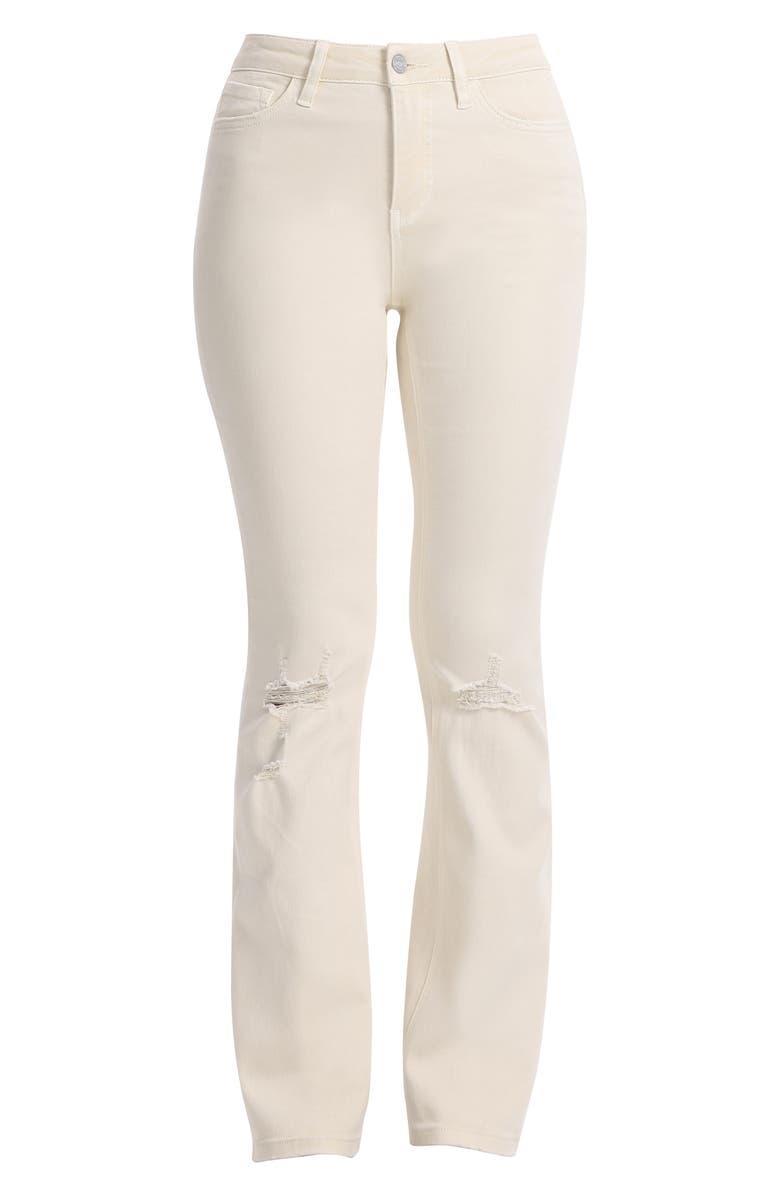 Bayeas Emily High Waist Distressed Flare Jeans, Alternate, color, Ecru