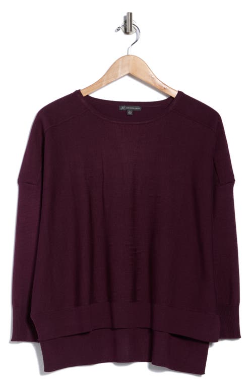 Adrianna Papell Drop Shoulder Tunic Sweater In Burgundy