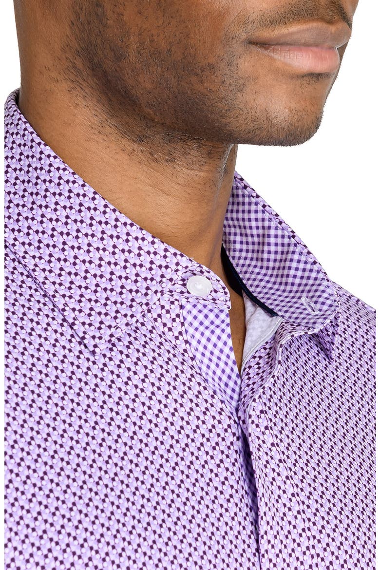 Slim Fit Mosaic Dot Recycled 4-Way Stretch Performance Long Sleeve Shirt, Alternate, color, PURPLE