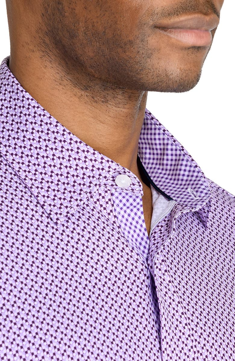 CONSTRUCT Slim Fit Mosaic Dot Recycled 4-Way Stretch Performance Long Sleeve Shirt, Alternate, color, Purple