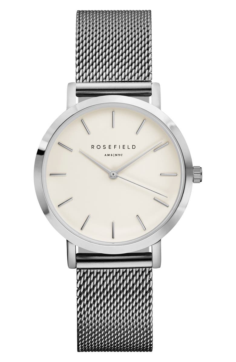 ROSEFIELD Tribeca Mesh Strap Watch, 33mm, Main, color,