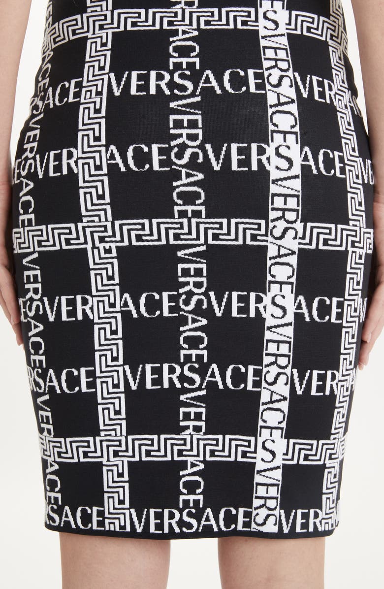 Versace Logo Grid Knit Pencil Skirt, Alternate, color, 