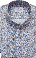 Emanuel Berg Modern Fit Floral Short Sleeve Stretch Poplin Sport Shirt