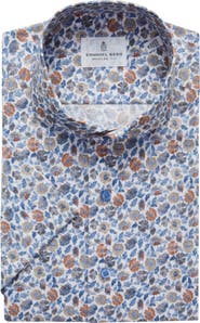 Emanuel Berg Modern Fit Floral Short Sleeve Stretch Poplin Sport Shirt