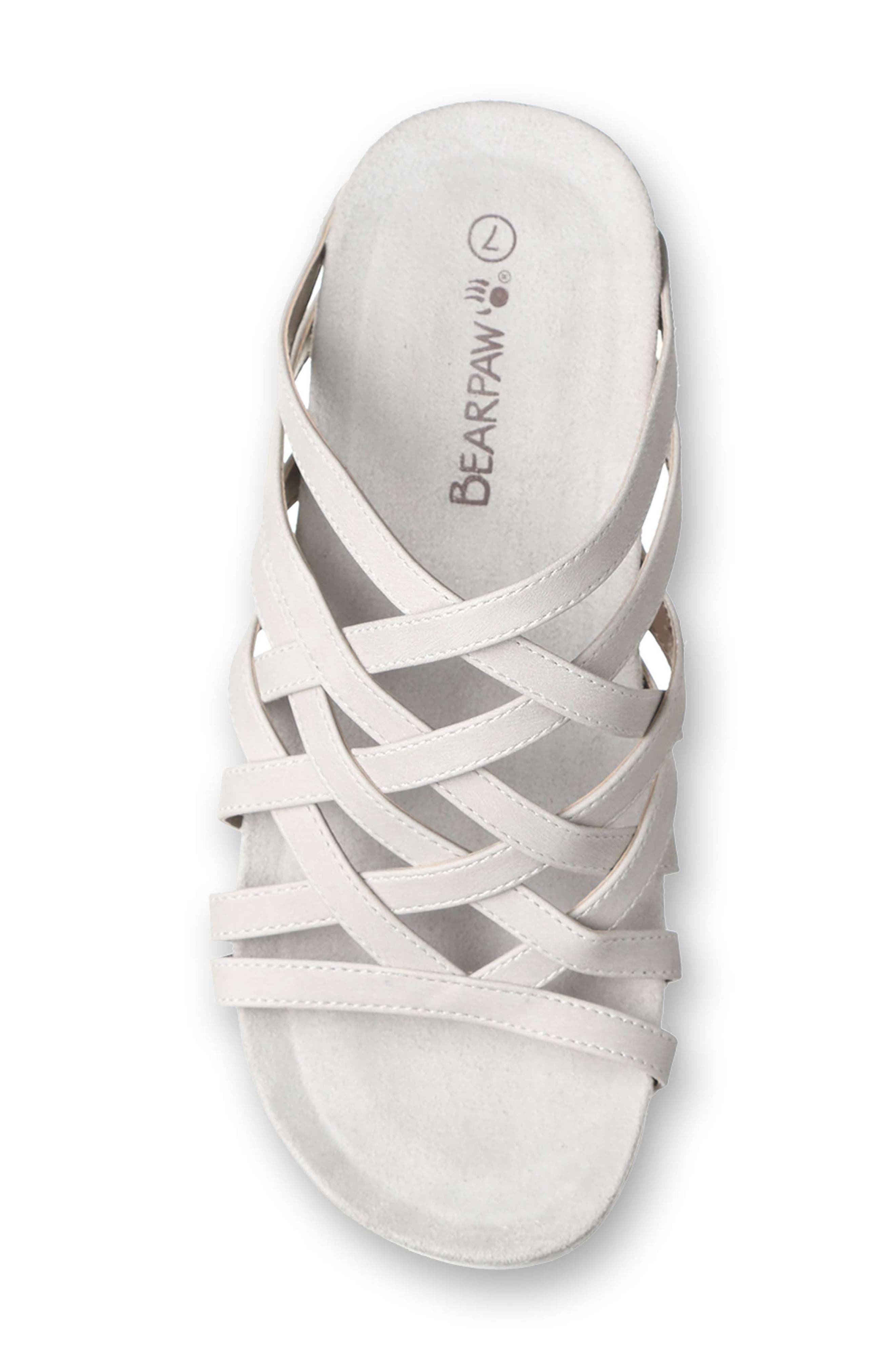 BEARPAW <p>Zinnia Faux Leather Slide Sandal (Women)</p>, Alternate, color, White
