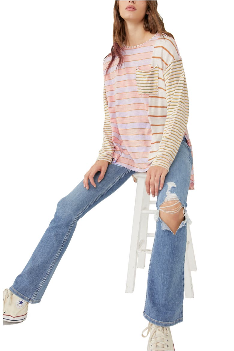 Stripey Prep T-Shirt, Alternate, color, PASTEL COMBO