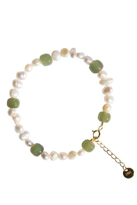 Isabelle Pearl and green jade bracelet