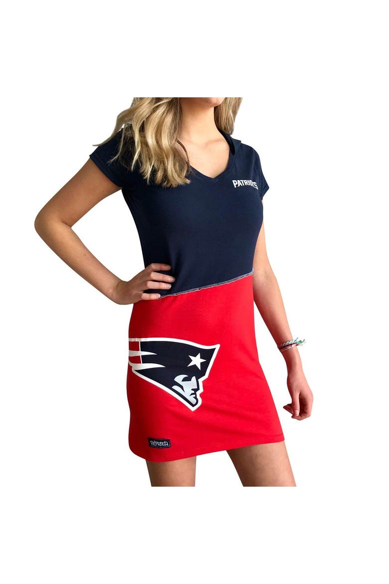 Women's Refried Apparel Navy/Red New England Patriots Sustainable Hooded Mini Dress, Alternate, color, Navy