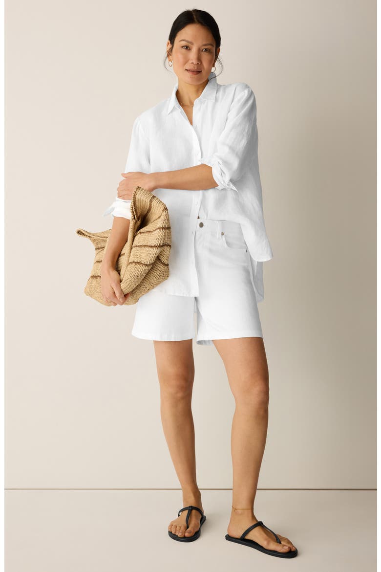 High Waist Denim Shorts, Alternate, color, WHITE