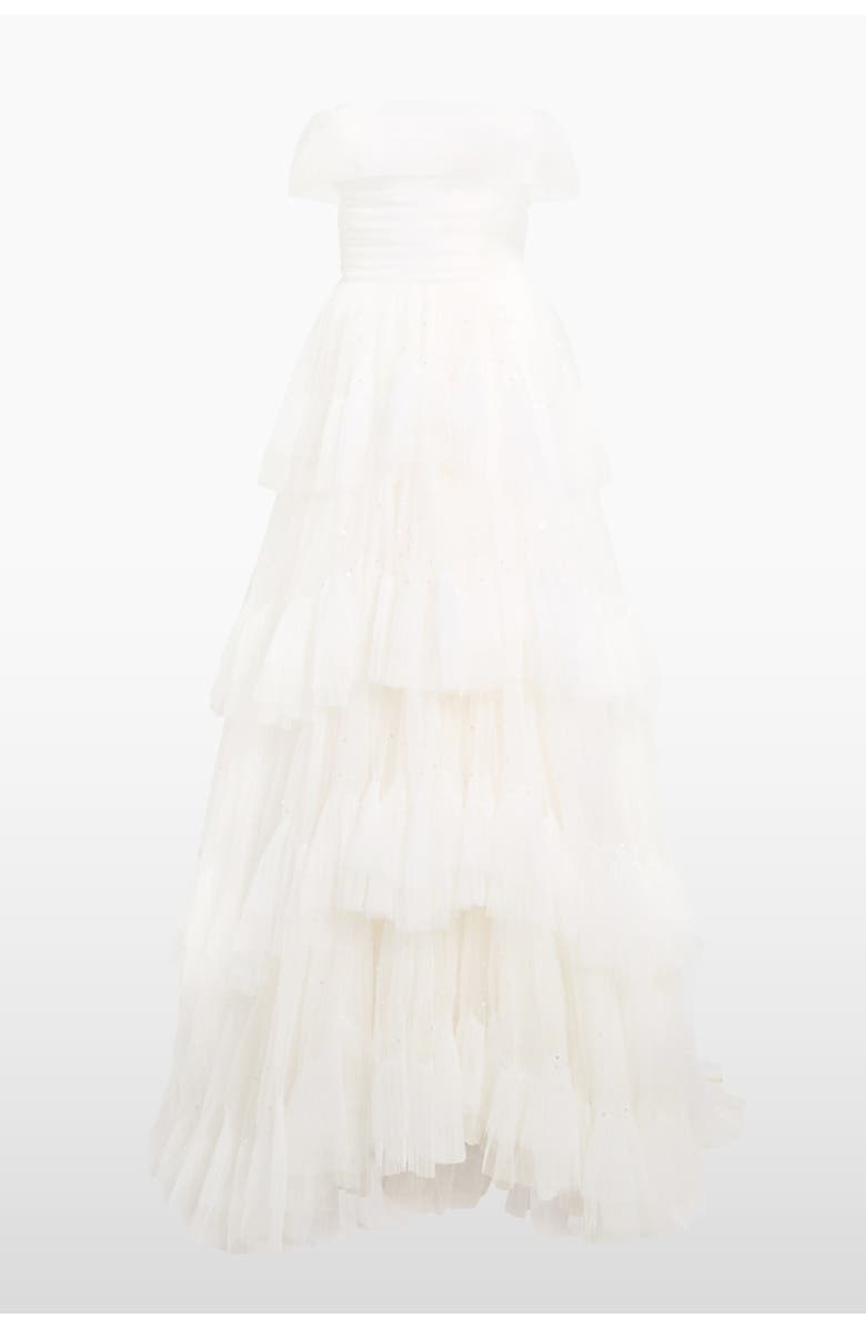 Jenny Packham Angel Falls Tiered Maxi Dress, Main, color, Ivory