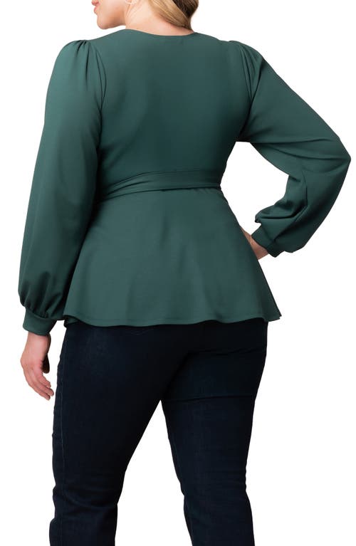 Kiyonna Natasha Print Wrap Top In Green