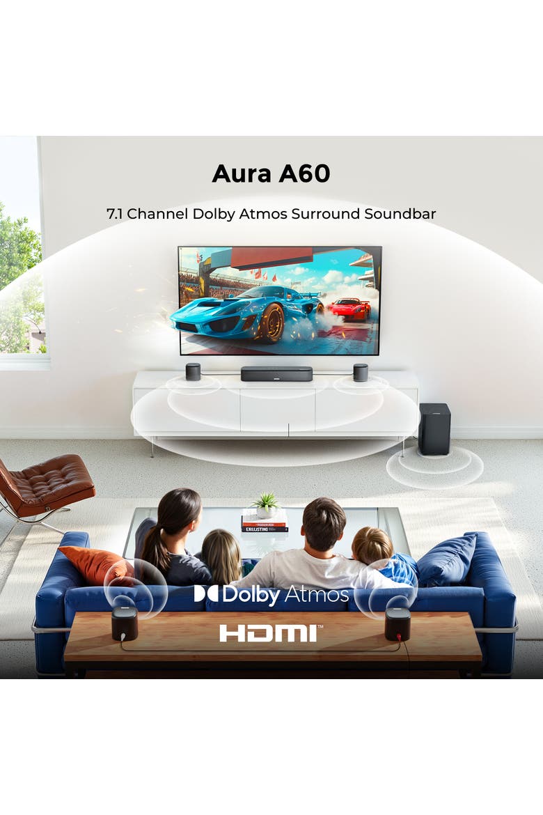 aura a60 7.1ch sound bar with dolby atmos, Alternate, color, Black