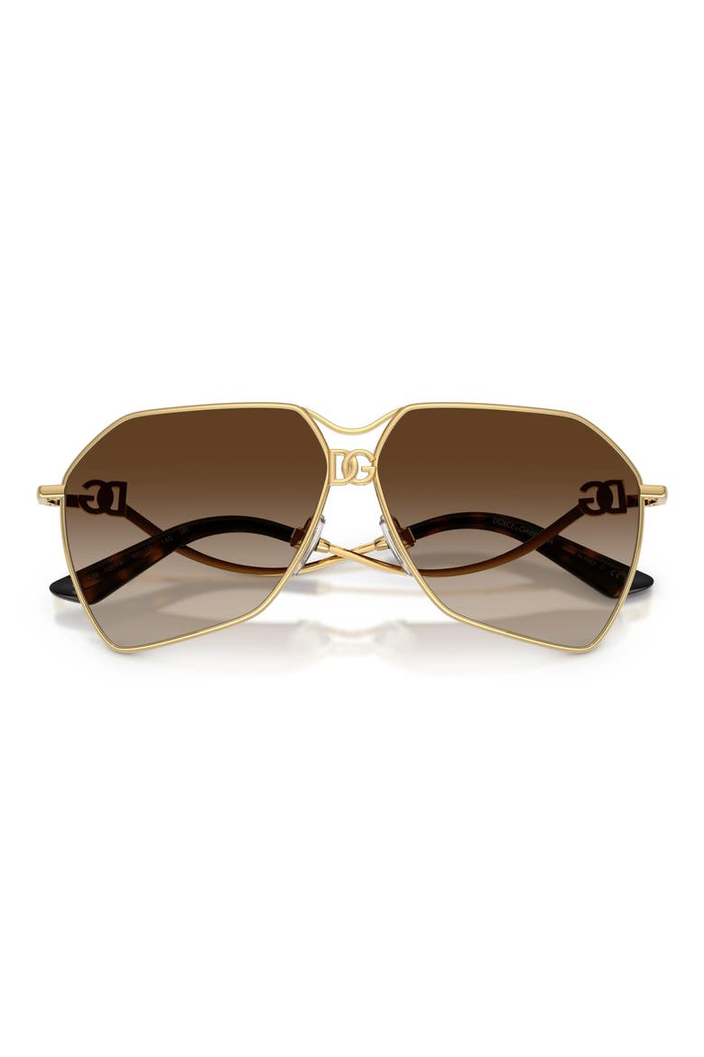62mm Gradient Pilot Sunglasses, Alternate, color, GOLD / GRADIENT BROWN