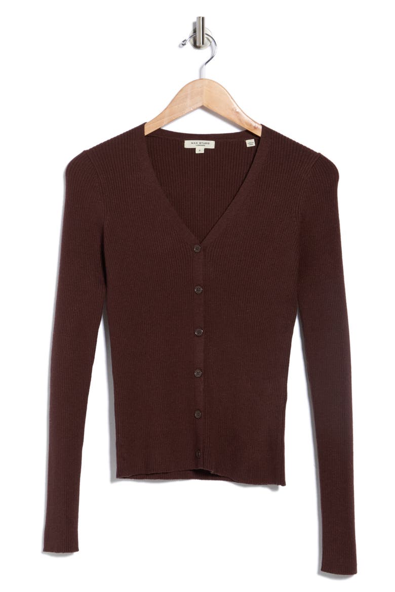 V-Neck Cardigan V-Neck Cardigan, Alternate, color, DARK BROWN