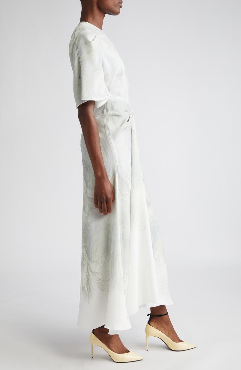 Victoria Beckham Feather Print Drape Sleeve Midi Dress, Alternate, color,
