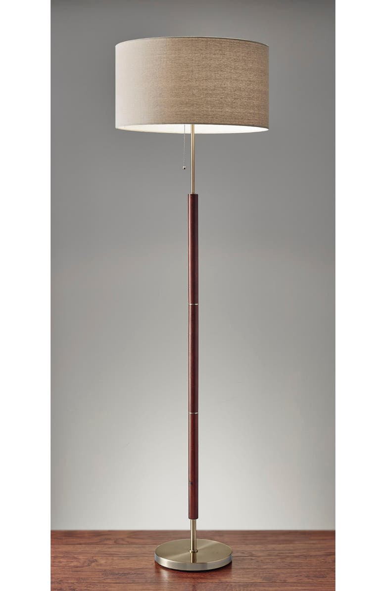 ADESSO LIGHTING Hamilton Floor Lamp, Alternate, color, Walnut With Antique Brass