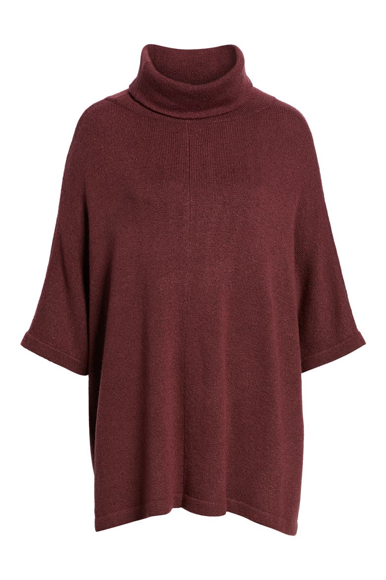 Cowl Neck Sweater Poncho, Alternate, color, BURGUNDY FIG