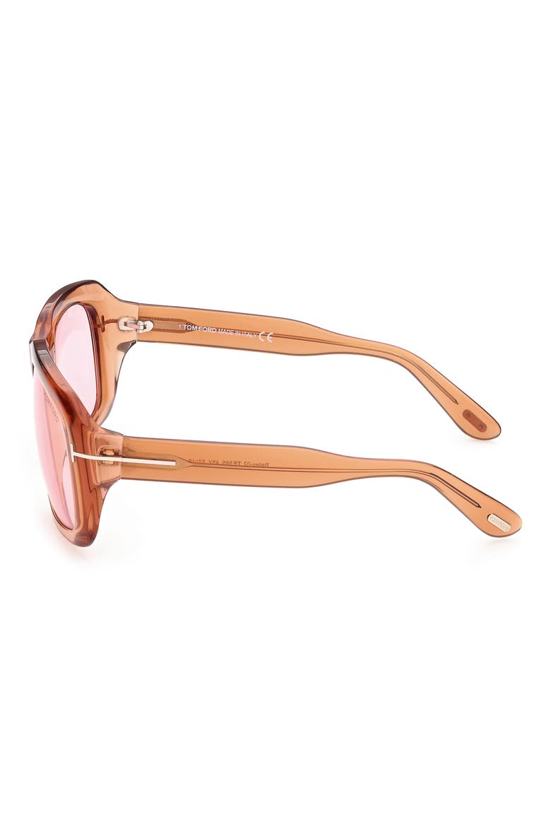 57mm Square Sunglasses, Alternate, color, SHINY LIGHT BROWN / VIOLET