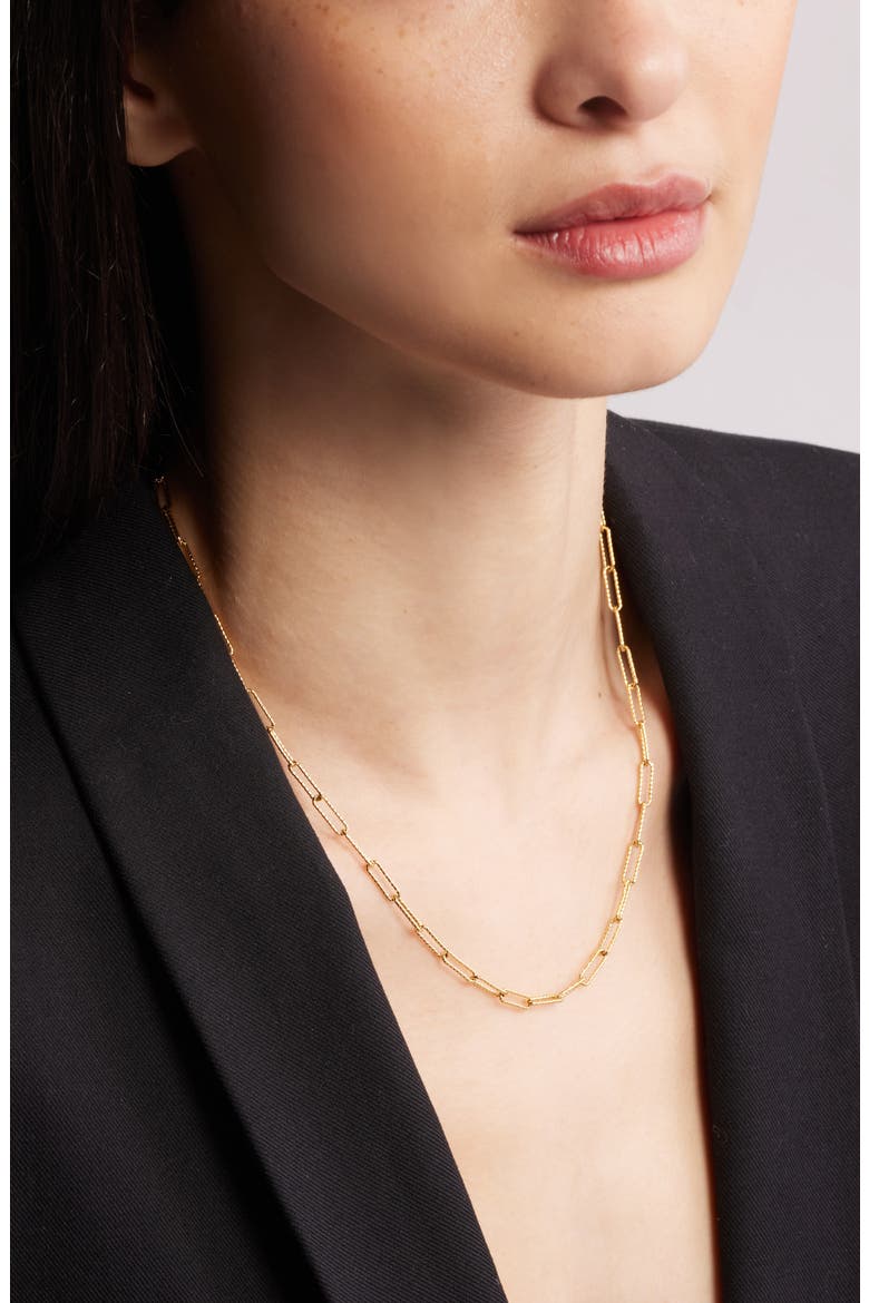 Demi Fine Faceted Paper Clip Chain Necklace, Alternate, color, 14K GOLD PLATED