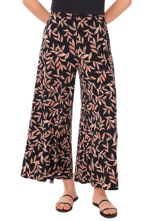 Print Pull-On Wide Leg Pants