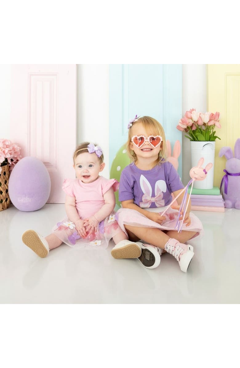 Sweet Wink Bunny Bow Sequin Easter Short Sleeve Tutu Bodysuit, Alternate, color, 