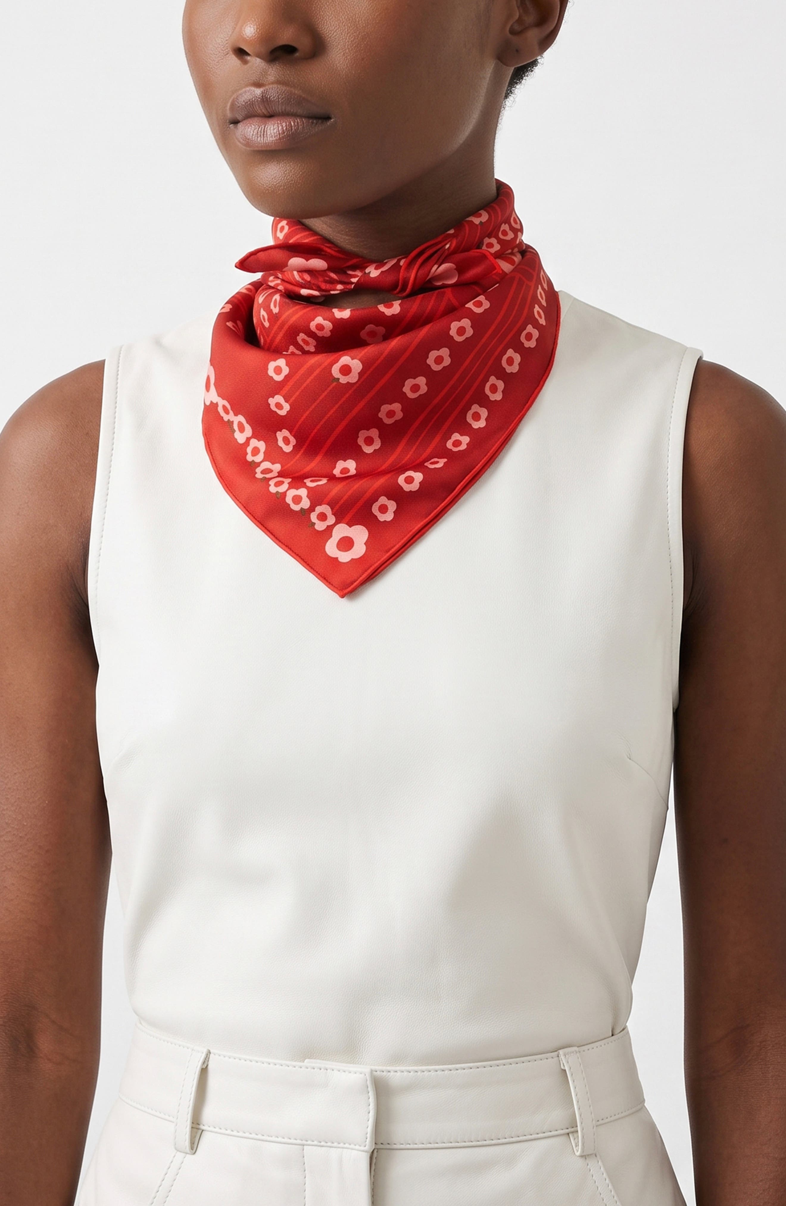 Jessie Zhao New York Scarlet Rhythm Double Sided Silk Scarf (Women ...