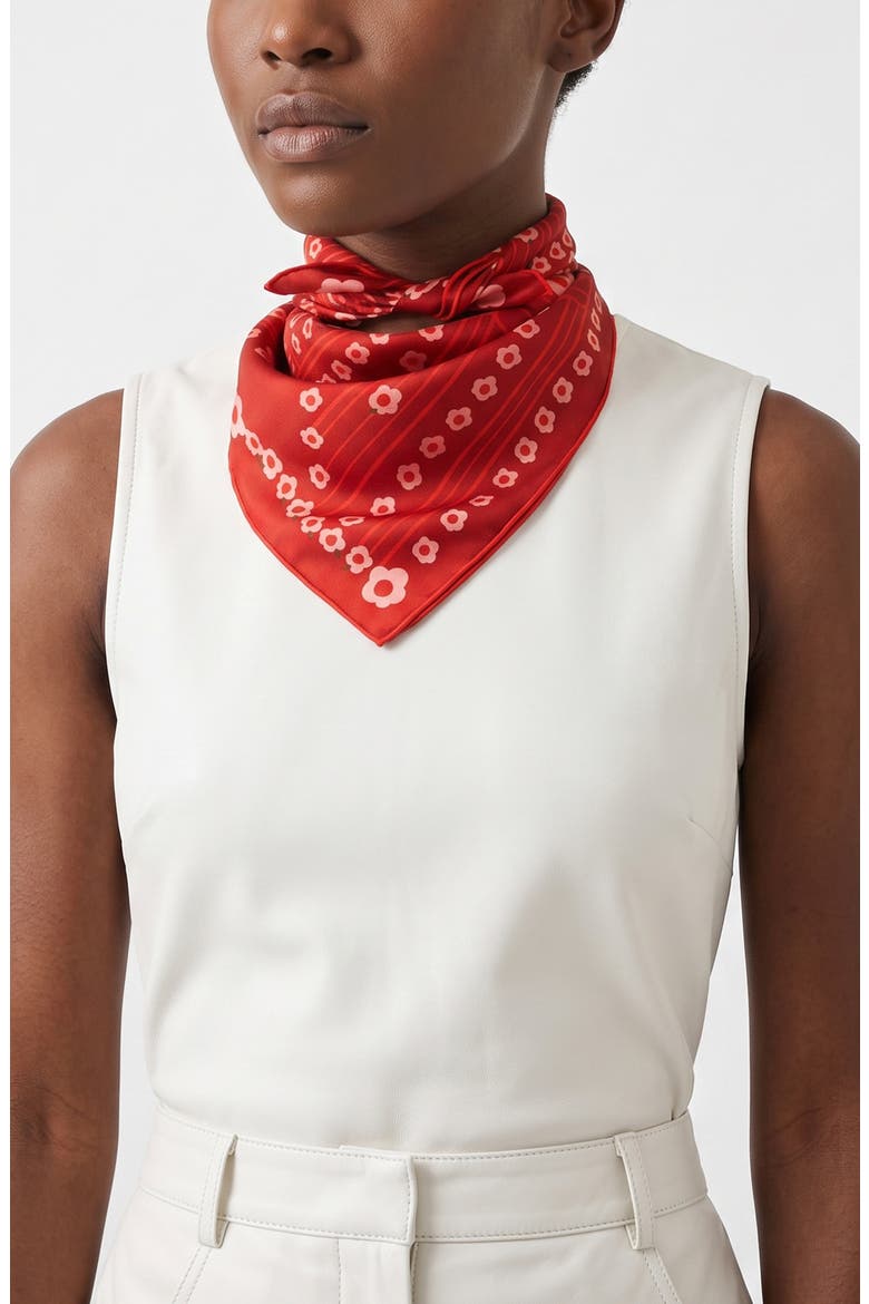 Scarlet Rhythm Double Sided Silk Scarf, Alternate, color, Red